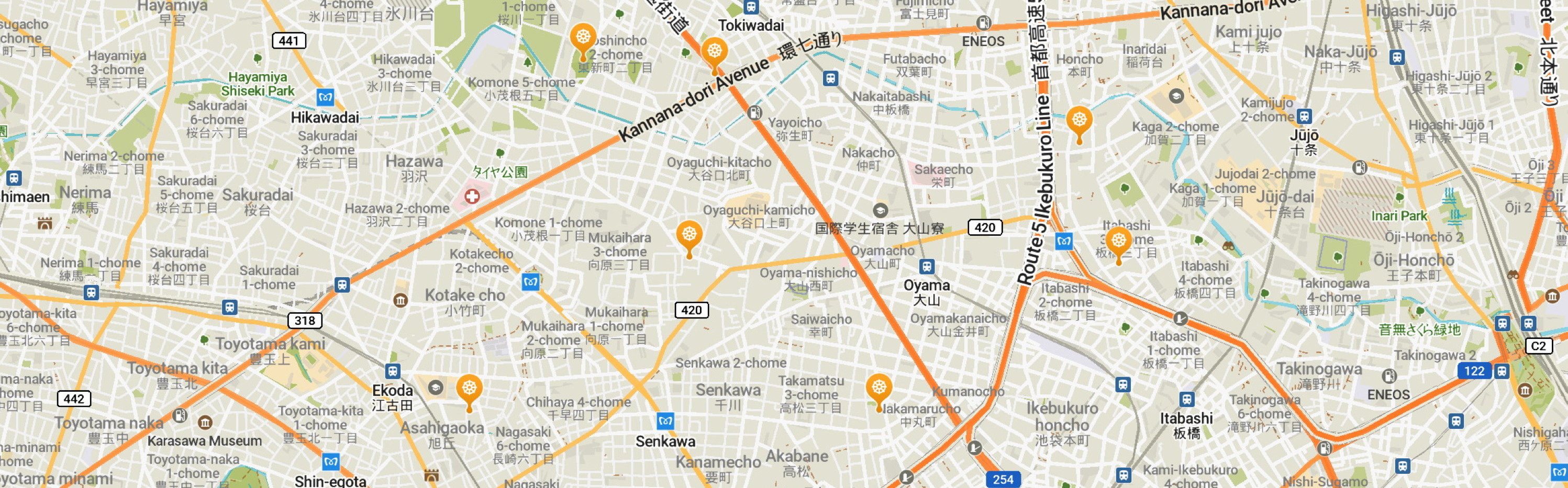 Map of part of Itabashi ku