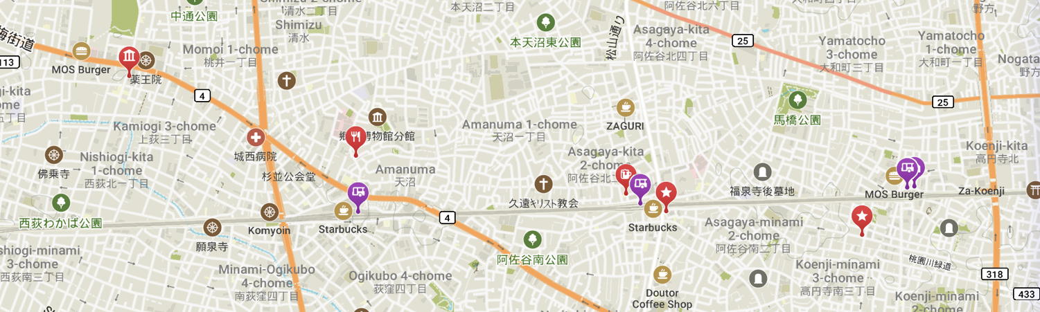 Map of part of Suginami Ku