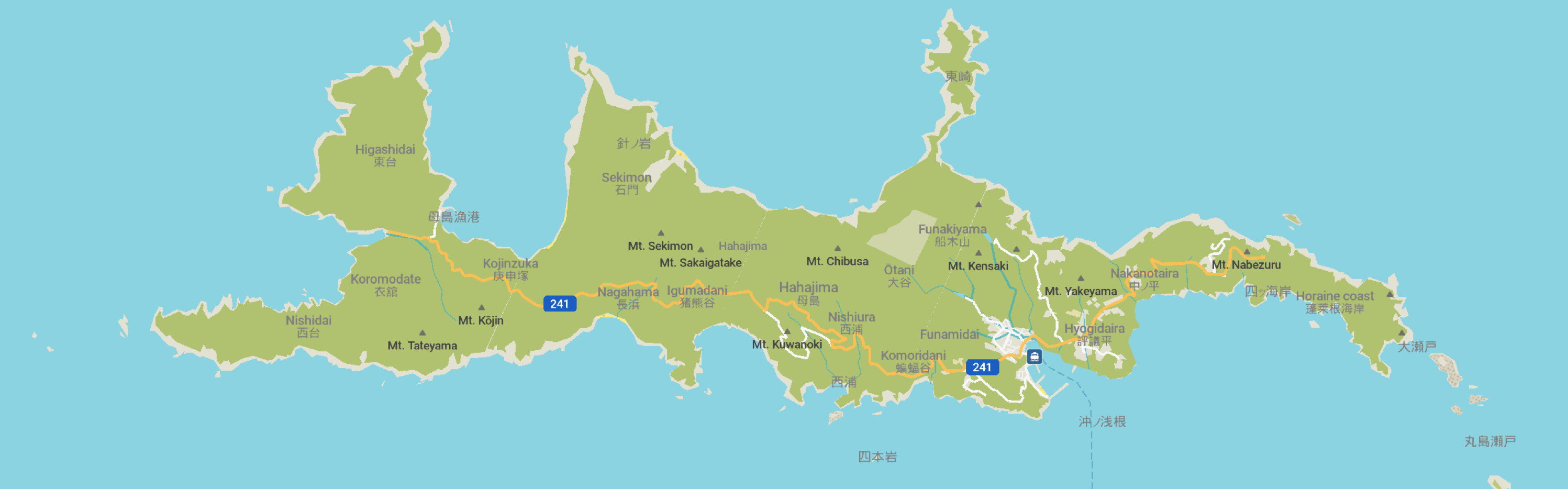 A map of Hahajima.